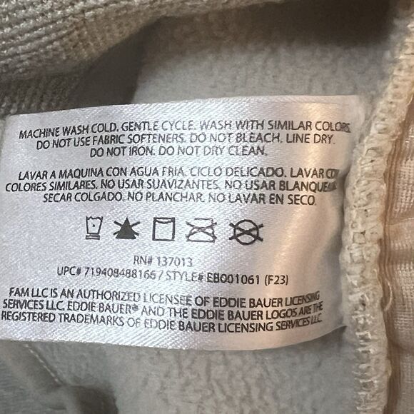 EDDIE BAUER Sweater Mens Size L Oatmeal Knit Fleece 1/4 Snap Pullover Outdoor - Picture 4 of 10